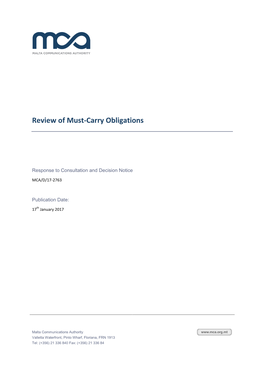 Review of Must Carry Obligations