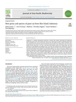 New Genus and Species of Giant Rat from Alor Island, Indonesia Journal