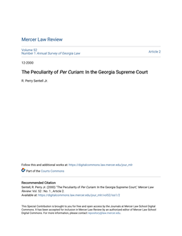 The Peculiarity of Per Curiam: in the Georgia Supreme Court