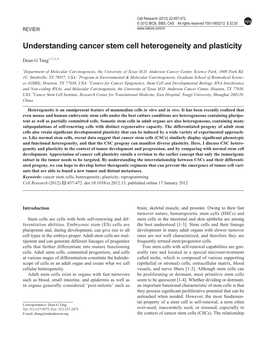 Understanding Cancer Stem Cell Heterogeneity and Plasticity