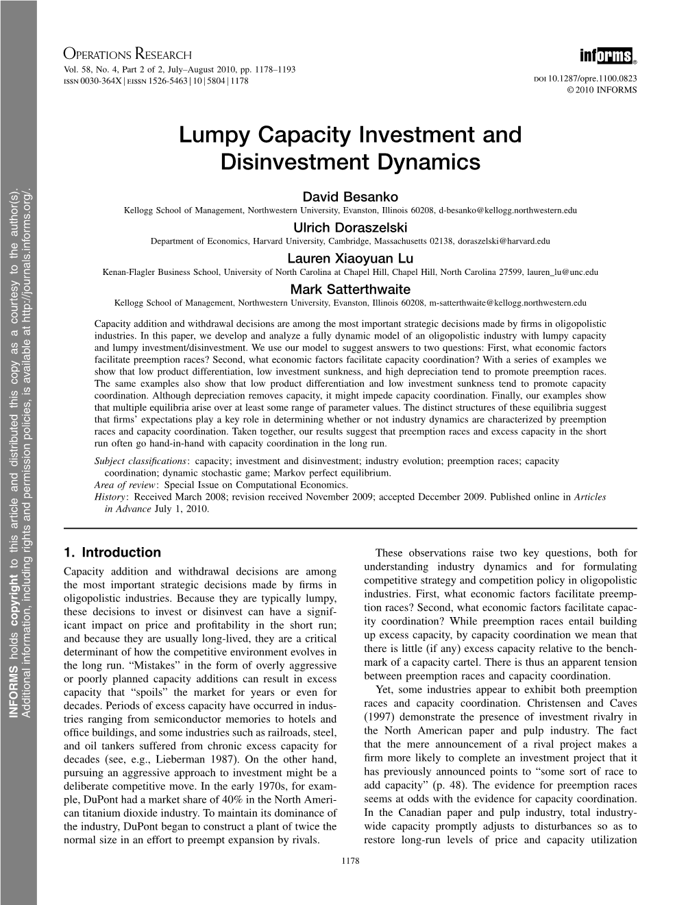 Lumpy Capacity Investment and Disinvestment Dynamics