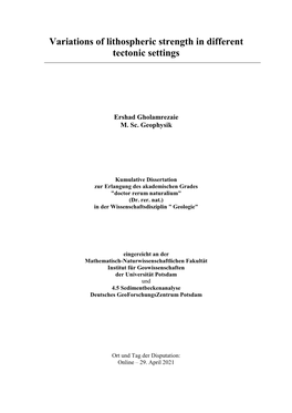 Variations of Lithospheric Strength in Different Tectonic Settings