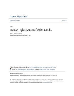 Human Rights Abuses of Dalits in India Bina B