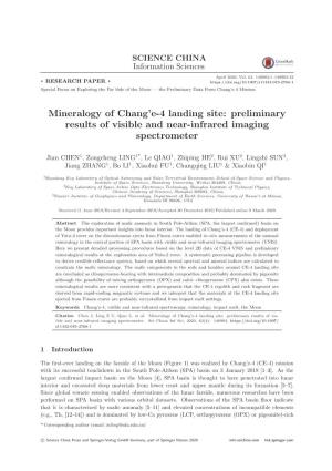 Mineralogy of Chang'e-4 Landing Site: Preliminary Results of Visible And