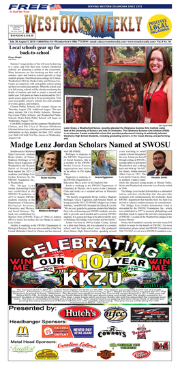 Madge Lenz Jordan Scholars Named at SWOSU Southwestern Oklahoma with OK-INBRE
