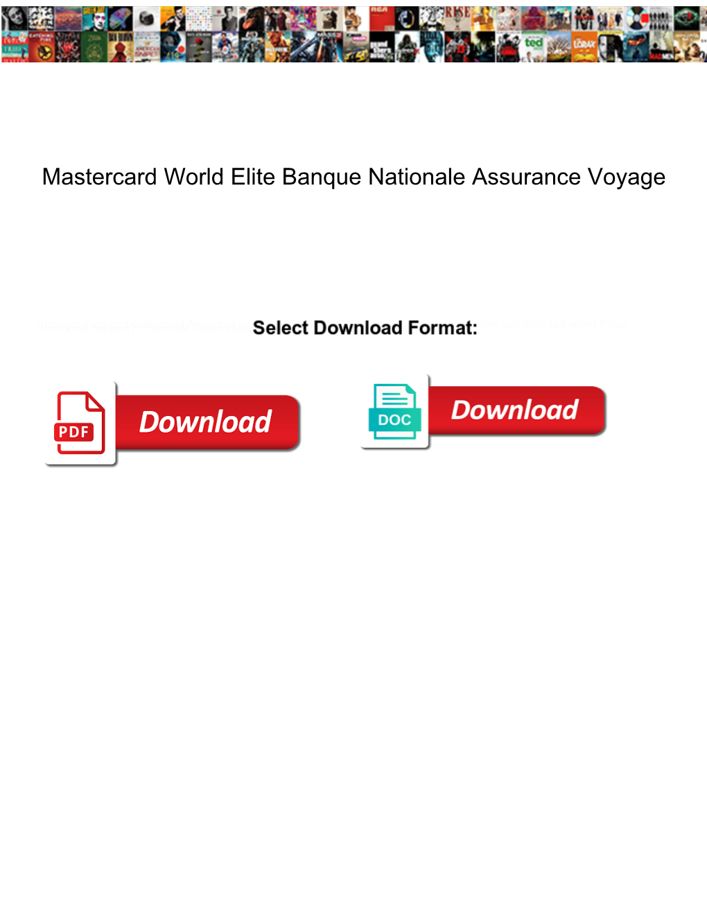 Mastercard World Elite Banque Nationale Assurance Voyage