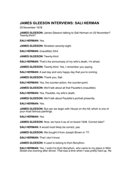SALI HERMAN 23 November 1978 JAMES GLEESON: James Gleeson Talking to Sali Herman on 23 November? Twenty-Third? SALI HERMAN: Yes
