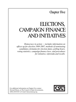 Chapter 5, Elections, Campaign Finance
