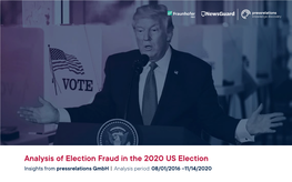 Analysis of Election Fraud in the 2020 US Election