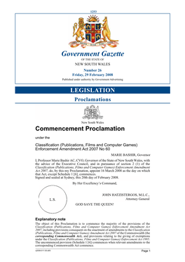 Government Gazette of the STATE of NEW SOUTH WALES Number 26 Friday, 29 February 2008 Published Under Authority by Government Advertising