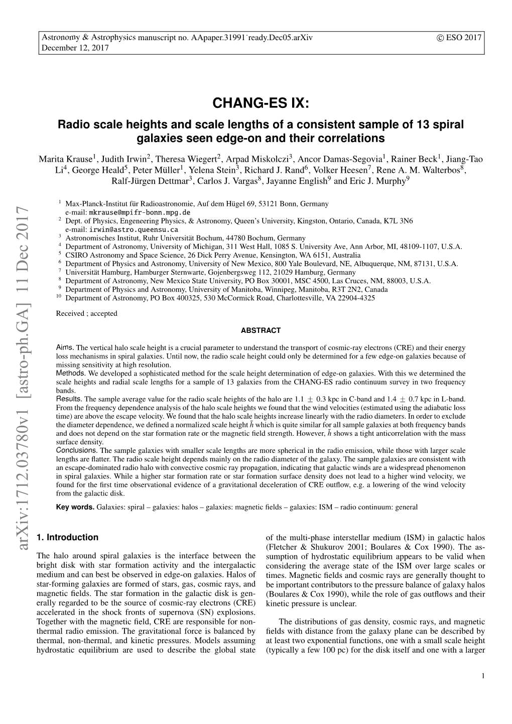 CHANG-ES IX: Radio Scale Heights and Scale Lengths of a Consistent Sample of 13 Spiral Galaxies Seen Edge-On and Their Correlations