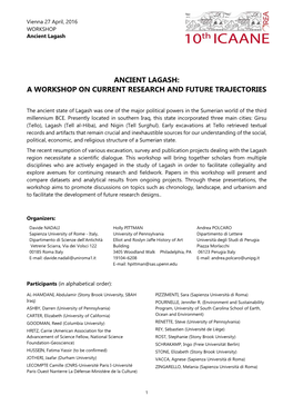 Ancient Lagash: a Workshop on Current Research and Future Trajectories