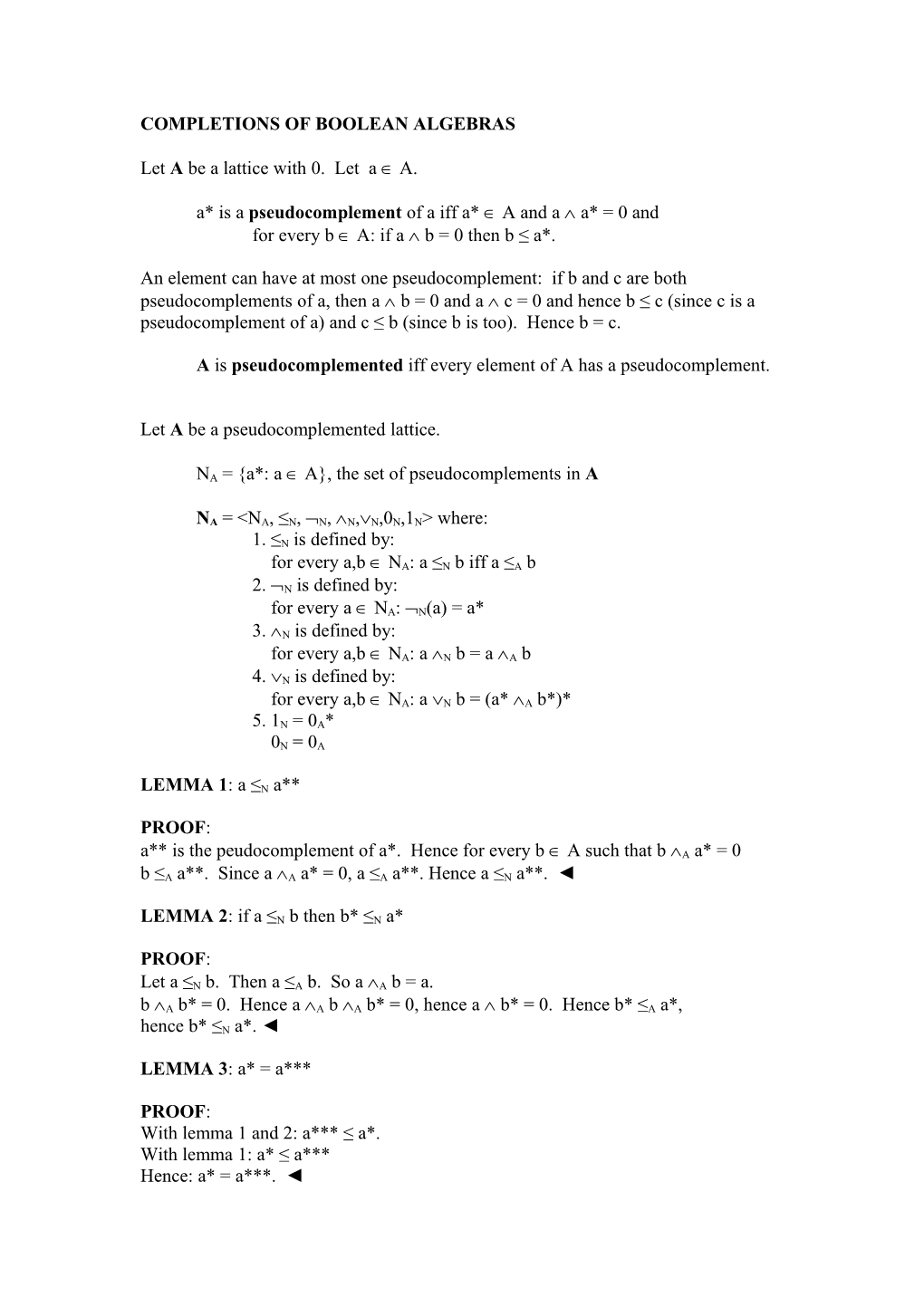 Completions of Boolean Algebras