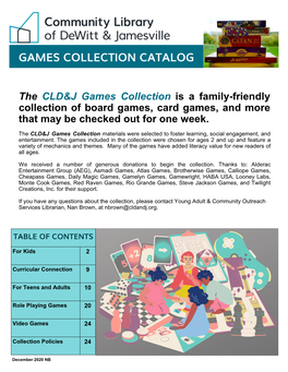 Games Collection Catalog