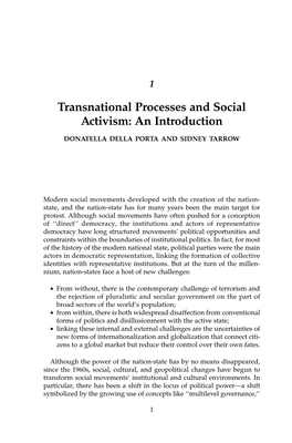 Transnational Processes and Social Activism: an Introduction