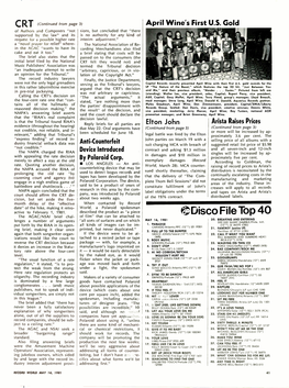 Disco File Top 40 the AGAC/Nsaibriefchal- of Film" That Can Be Attached to MAY 16, 1981 20