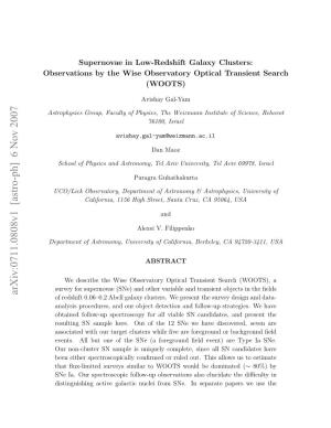 Supernovae in Low-Redshift Galaxy Clusters: Observations by the Wise