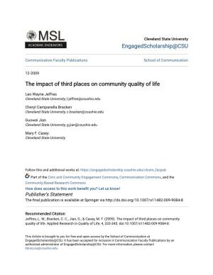 The Impact of Third Places on Community Quality of Life