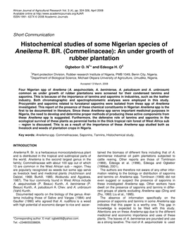 Histochemical Studies of Some Nigerian Species of Aneilema R. BR