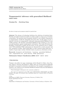 Nonparametric Inference with Generalized Likelihood Ratio Tests⋆