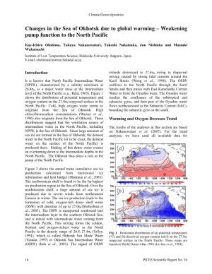 Changes in the Sea of Okhotsk Due to Global Warming – Weakening Pump Function to the North Pacific