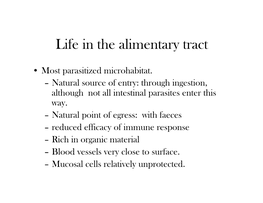 Life in the Alimentary Tract