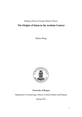 The Origins of Islam in the Arabian Context