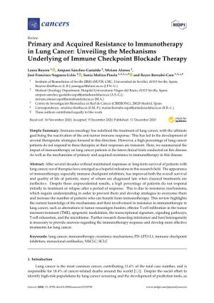 Primary and Acquired Resistance to Immunotherapy in Lung Cancer: Unveiling the Mechanisms Underlying of Immune Checkpoint Blockade Therapy