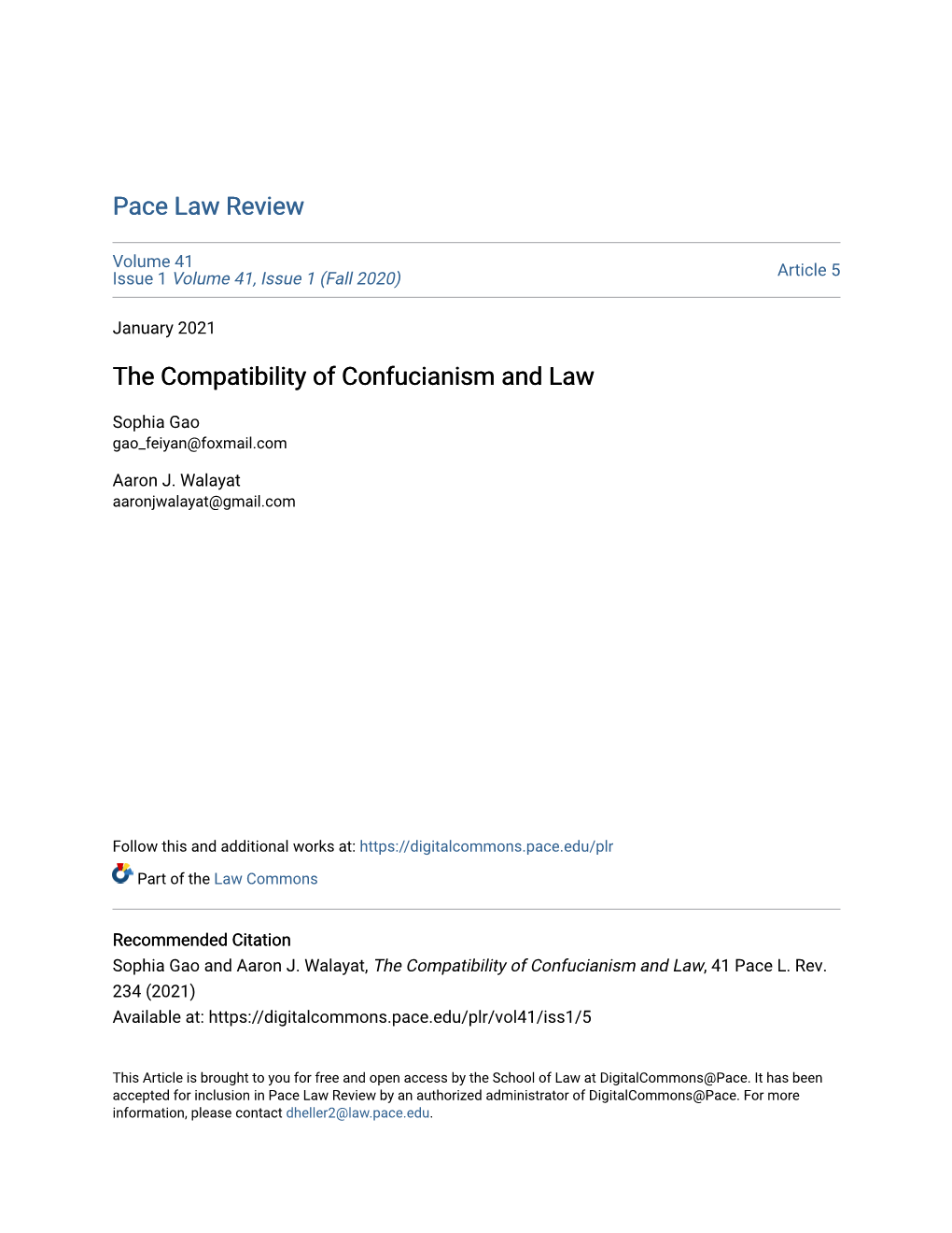 The Compatibility of Confucianism and Law