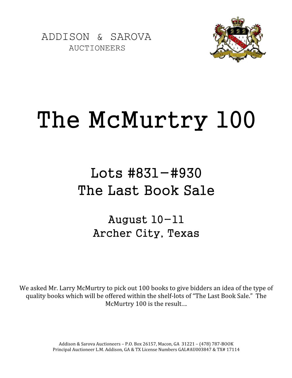 The Mcmurtry 100