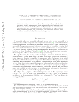 Toward a Theory of Monomial Preorders