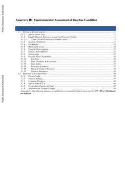 Annexure III: Environmental Assessment of Baseline Condition