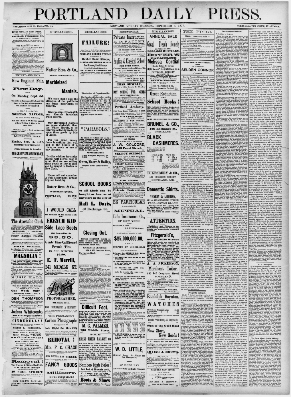 Portland Daily Press, Miscellaneous, Miscellaneous Educational