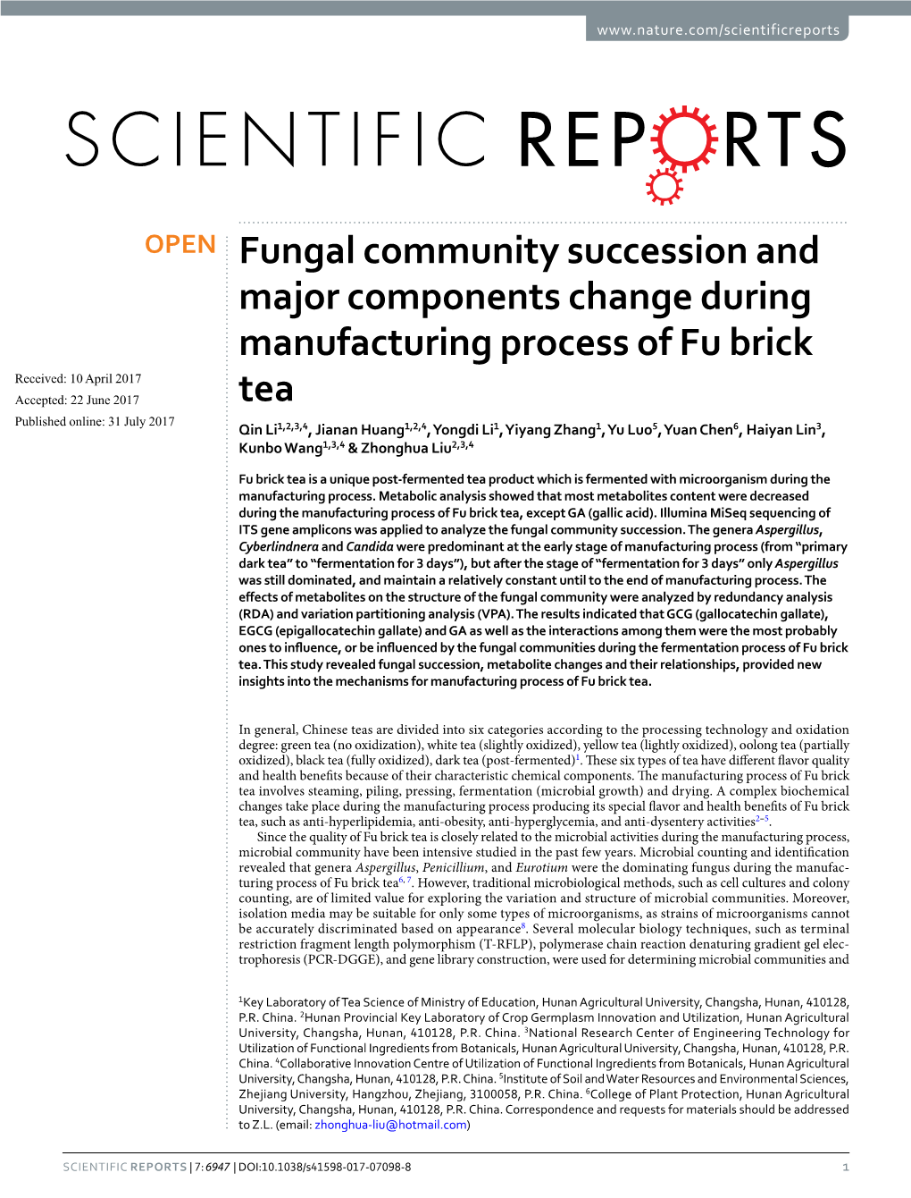 Fungal Community Succession and Major Components Change During