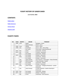 Flight History of Gabor Sandi Contents Flights Taken