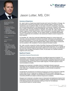 Jason Lotter, MS, CIH