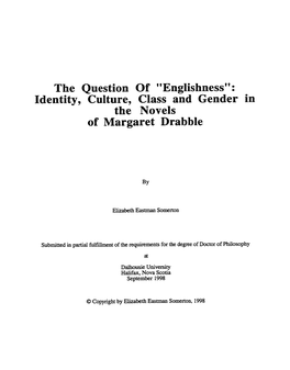 Identity, Culture, Class and Gender in the Novels of Margaret Drabble