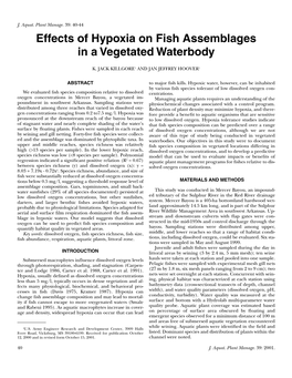 Effects of Hypoxia on Fish Assemblages in a Vegetated Waterbody