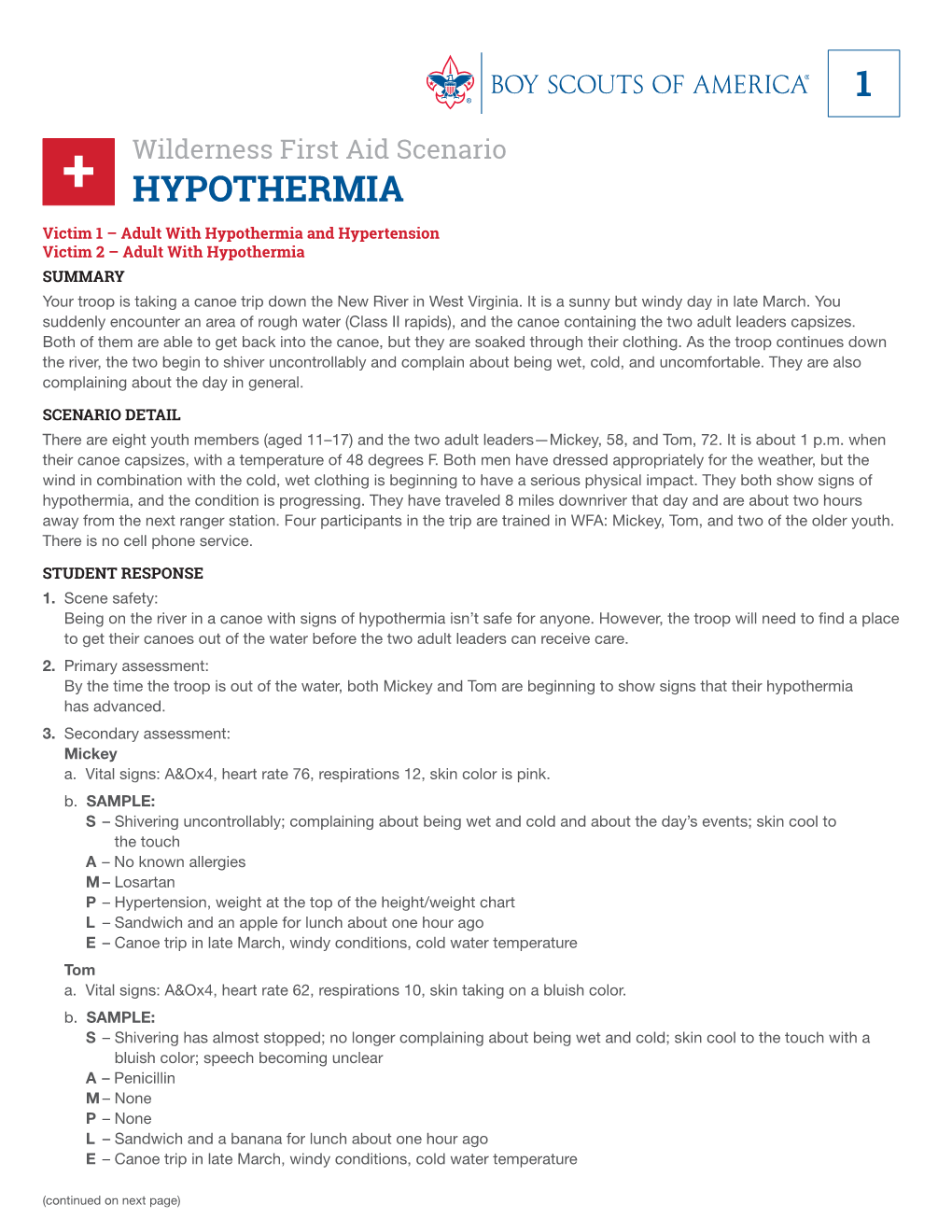 Wilderness First Aid Scenario + HYPOTHERMIA