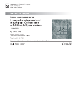 Low-Paid Employment and Moving Up: a Closer Look at Full-Time, Full-Year Workers 1996-2001 by Teresa Janz