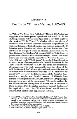 Poems by "Y." in Hibernia, 1882-83