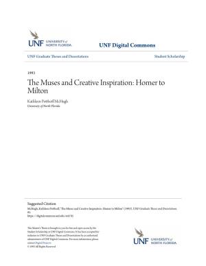 The Muses and Creative Inspiration: Homer to Milton