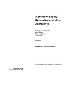 A Survey of Legacy System Modernization Approaches