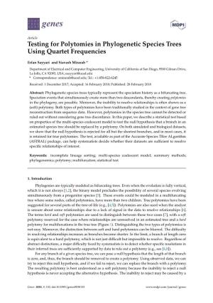 Testing for Polytomies in Phylogenetic Species Trees Using Quartet Frequencies