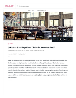 30 Most Exciting Food Cities in America 2017