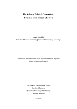 The Value of Political Connections: Evidence from Korean Chaebols