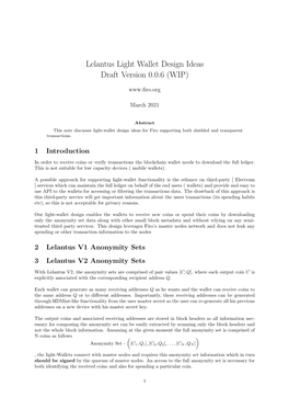 Lelantus Light Wallet Design Ideas Draft Version 0.0.6 (WIP)