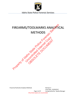 FIREARMS/TOOLMARKS ANALYTICAL METHODS Services