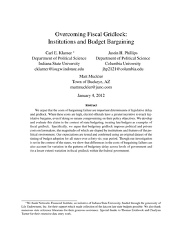 Overcoming Fiscal Gridlock: Institutions and Budget Bargaining