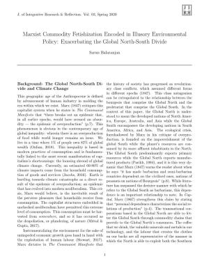 Marxist Commodity Fetishization Encoded in Illusory Environmental Policy: Exacerbating the Global North-South Divide